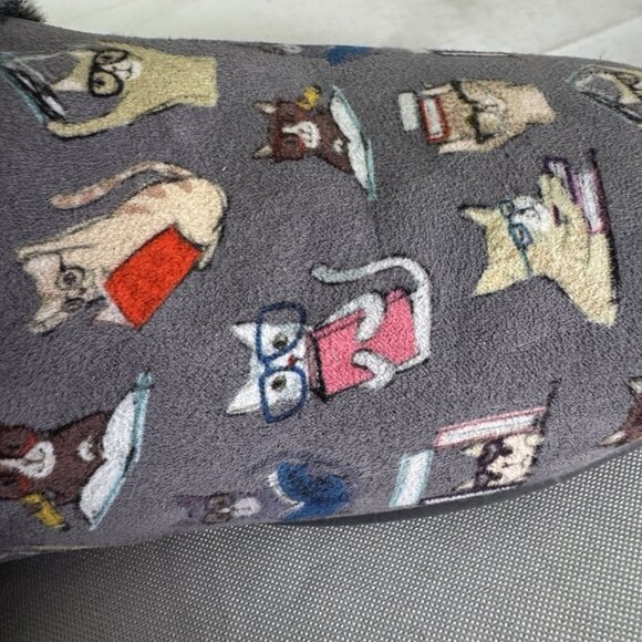 Skechers Bobs Womens 8 Slippers Gray Cozy Cat Nook Bookworm Memory Foam Novelty - Picture 12 of 16